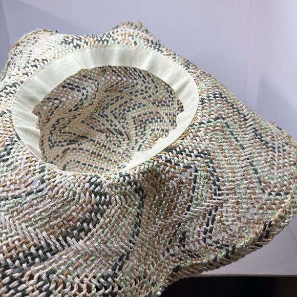 Roxy Multicolor Straw Sun Hat S/M Boho Beach Festival Wide Brim - Picture 15 of 15